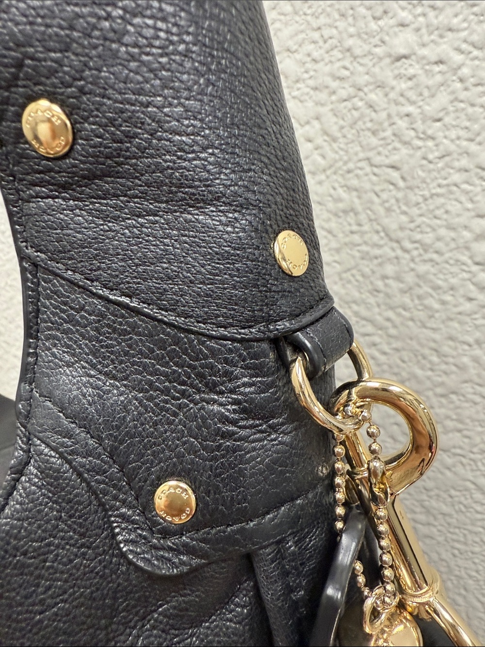 Coach Black Leather Ryder Studded Hobo Bag with Gold Hardware - Picture 5 of 15